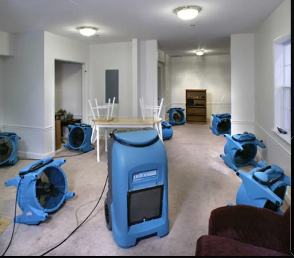 Air movers and dehumidifier setup for Water Damage Restoration in Bloomfield
